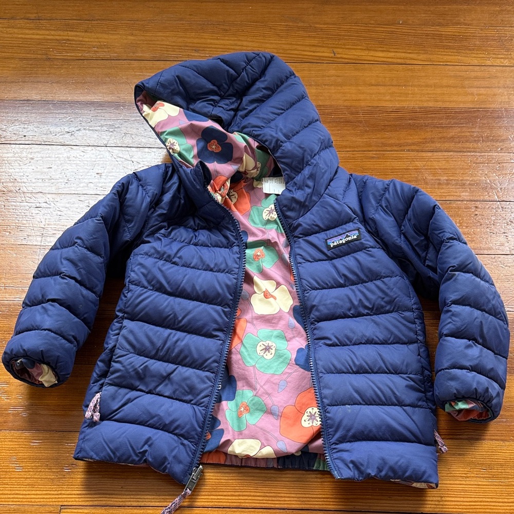 Patagonia Kids Navy Reversible Puff Jacket